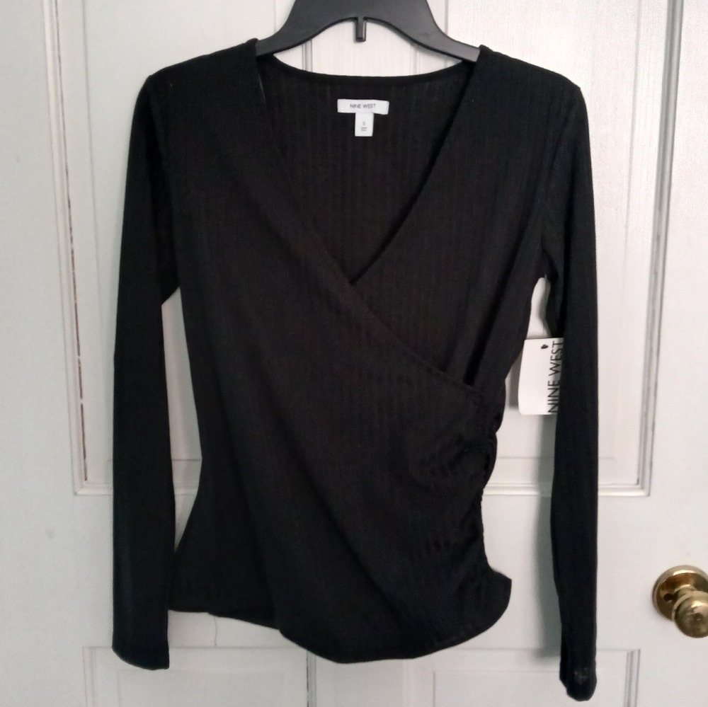 Nine West Ribbed Long Sleeve Top